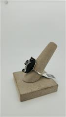 Black Stone Unisex Silver & Stone Ring 925 Silver 7.09g Size:6.5